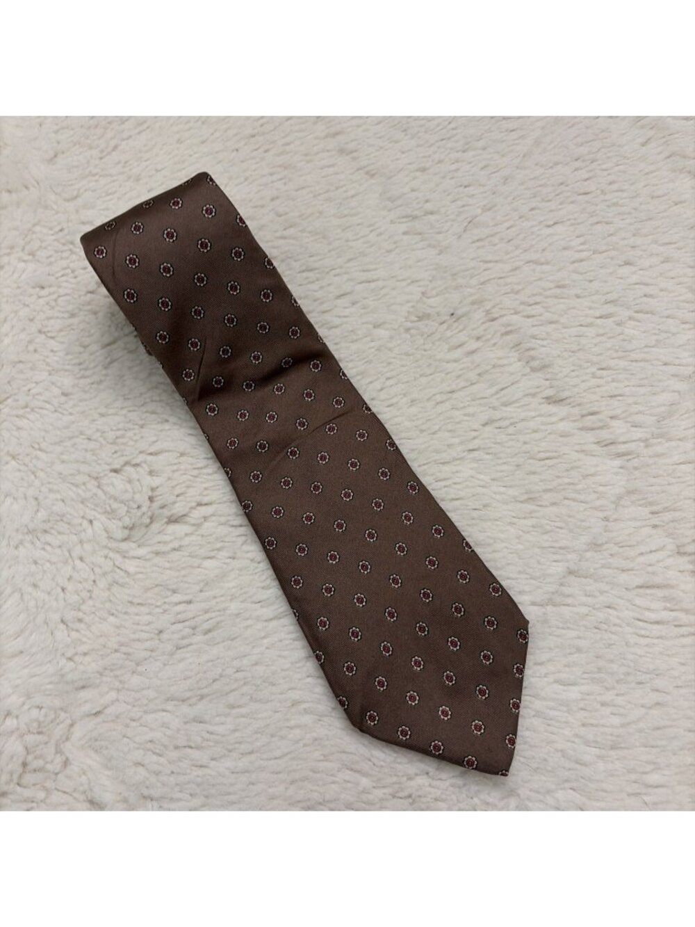 Geoffrey Beene Men’s Silk Neck Tie Brown Pointed